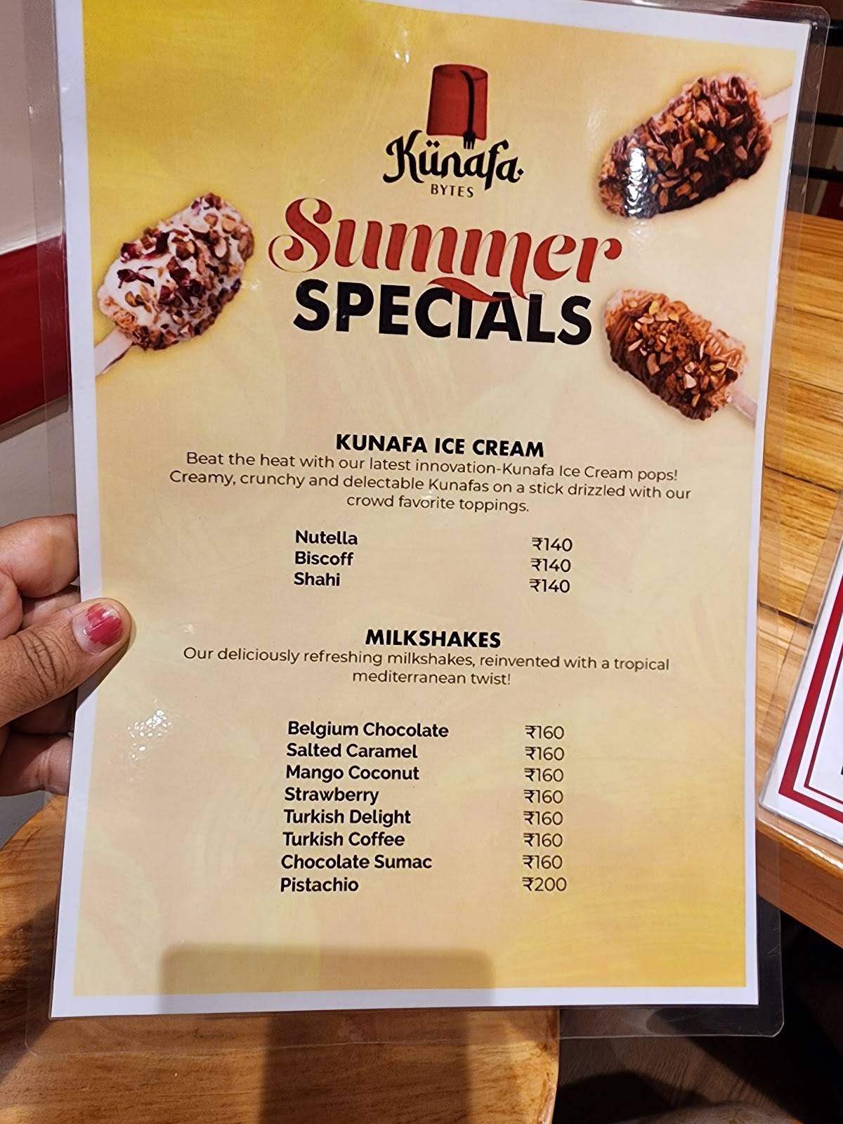 Kunafa Bytes Nashik menu