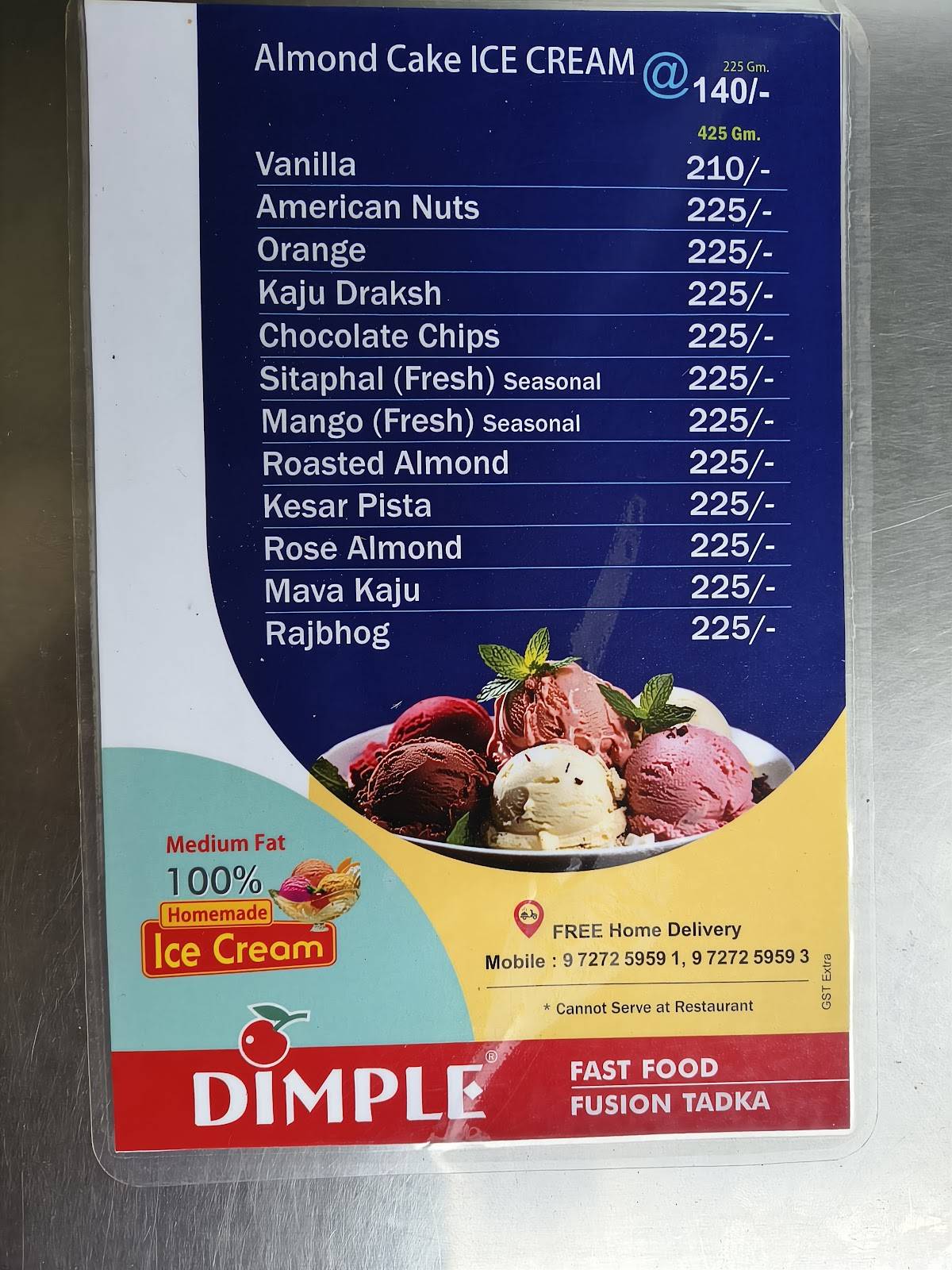 Dimple Fast Food & Fusion Tadka menu