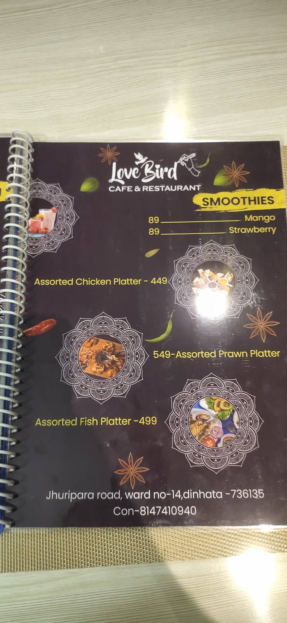 Love bird cafe and restaurant menu