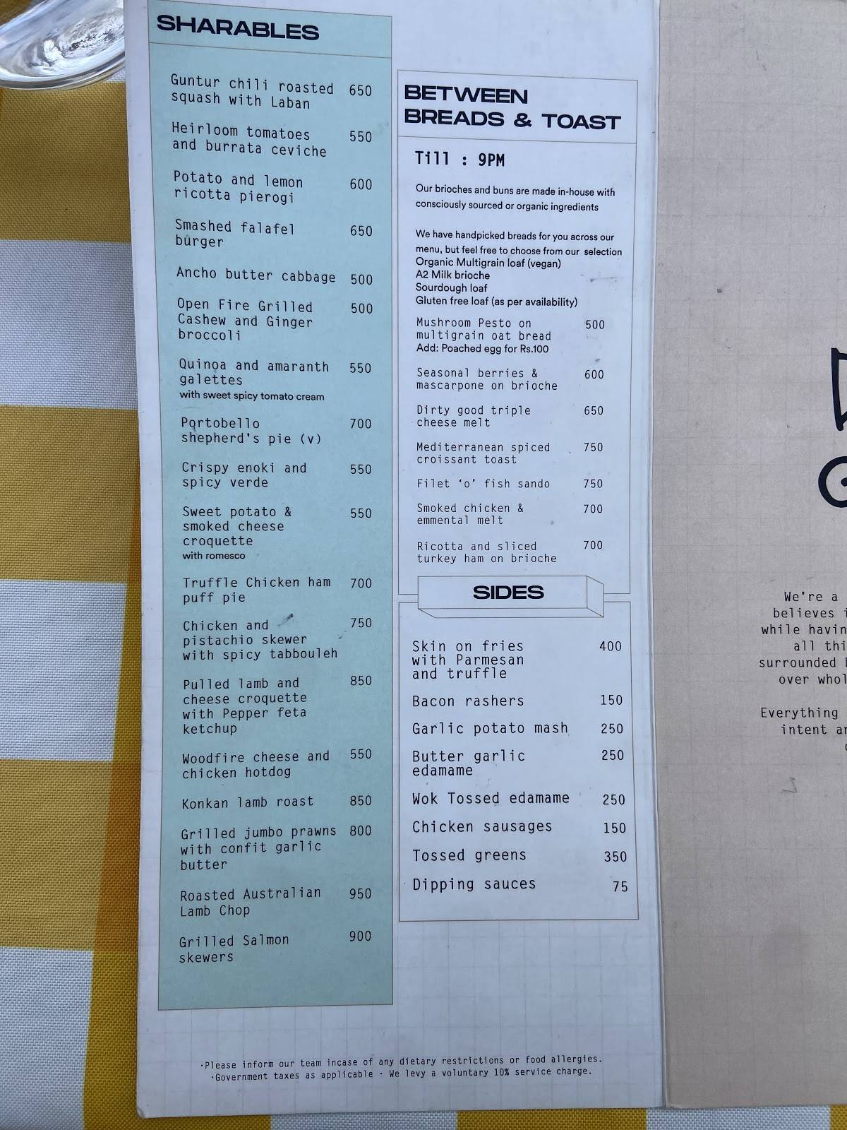 Dirty Good menu