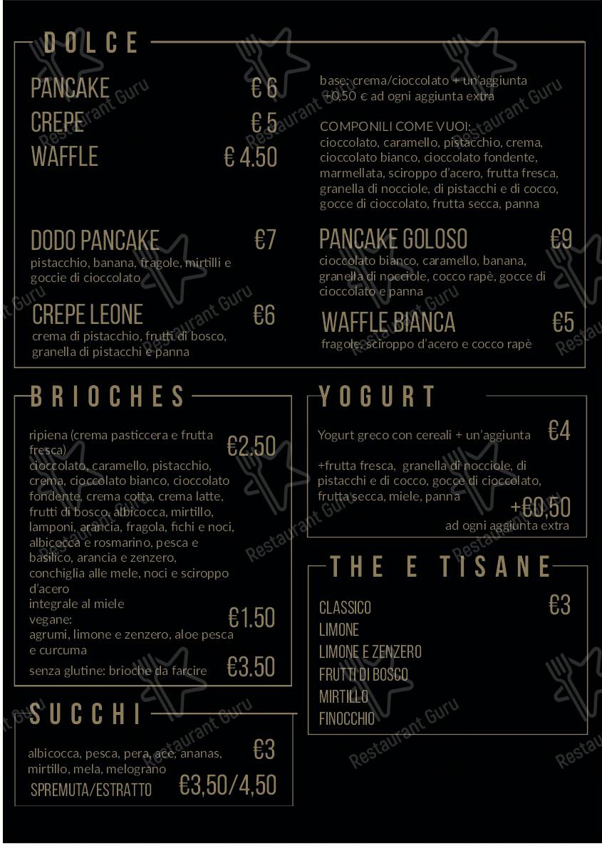 Menu di Dodo Cafè Pasticceria - pasti e bevande