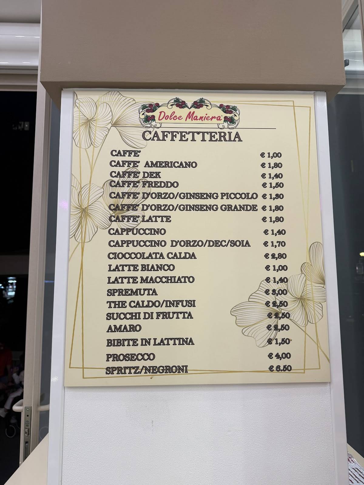 Menu di Dolce Maniera 