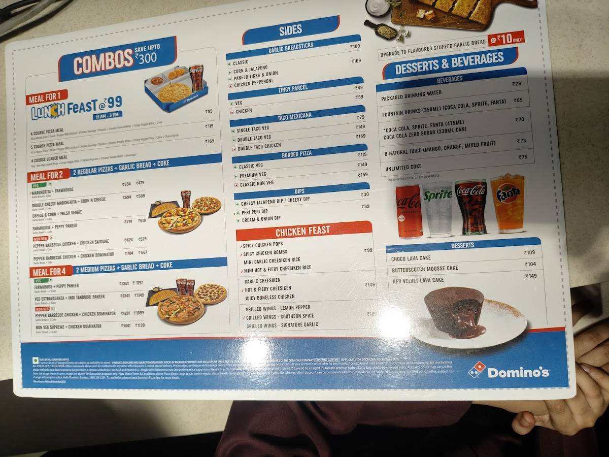 Domino's Pizza Block B, Kalyani menu