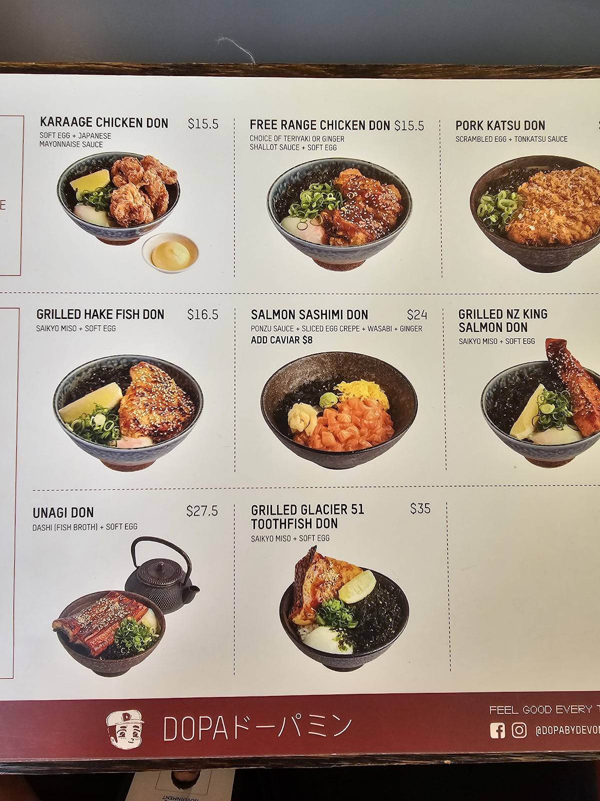 Menu at Dopa Donburi and Dessert - Darling Square restaurant, Haymarket