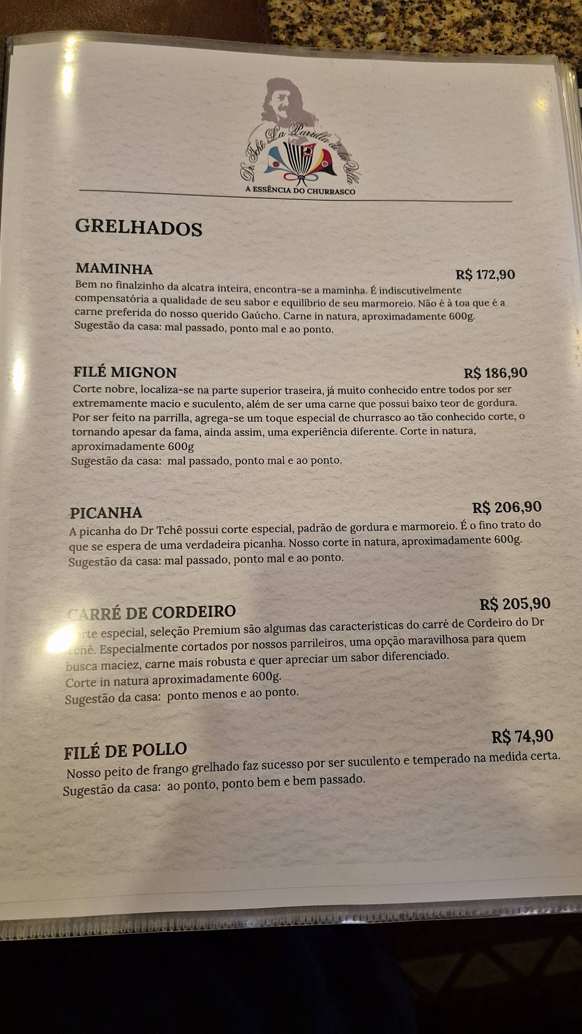 Dr. Tchê La Parrilla de La Villa cardápio