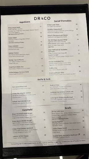 Menu de Draco Markham