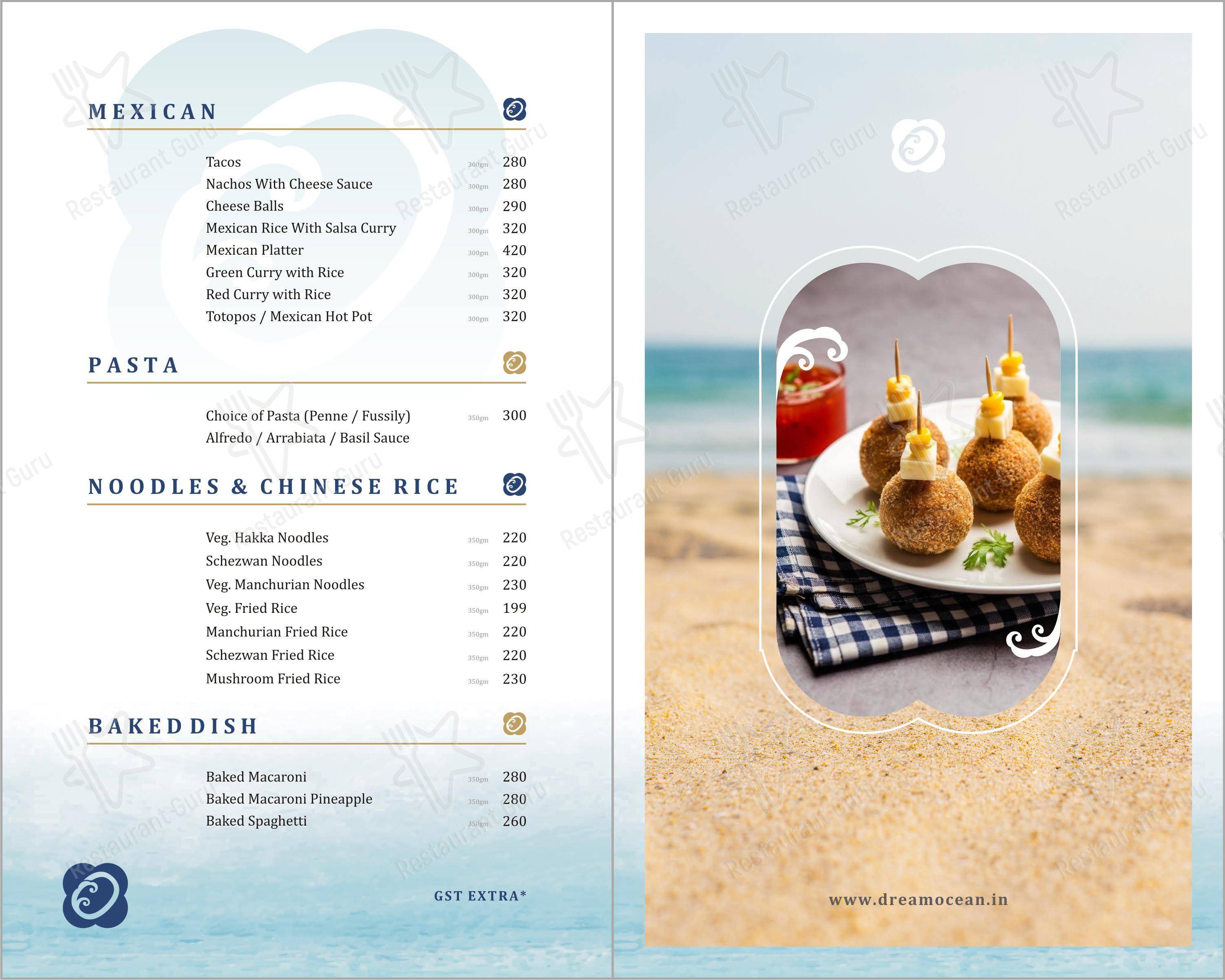 Dream Ocean banquet and restaurant in Ahmedabad - Menu