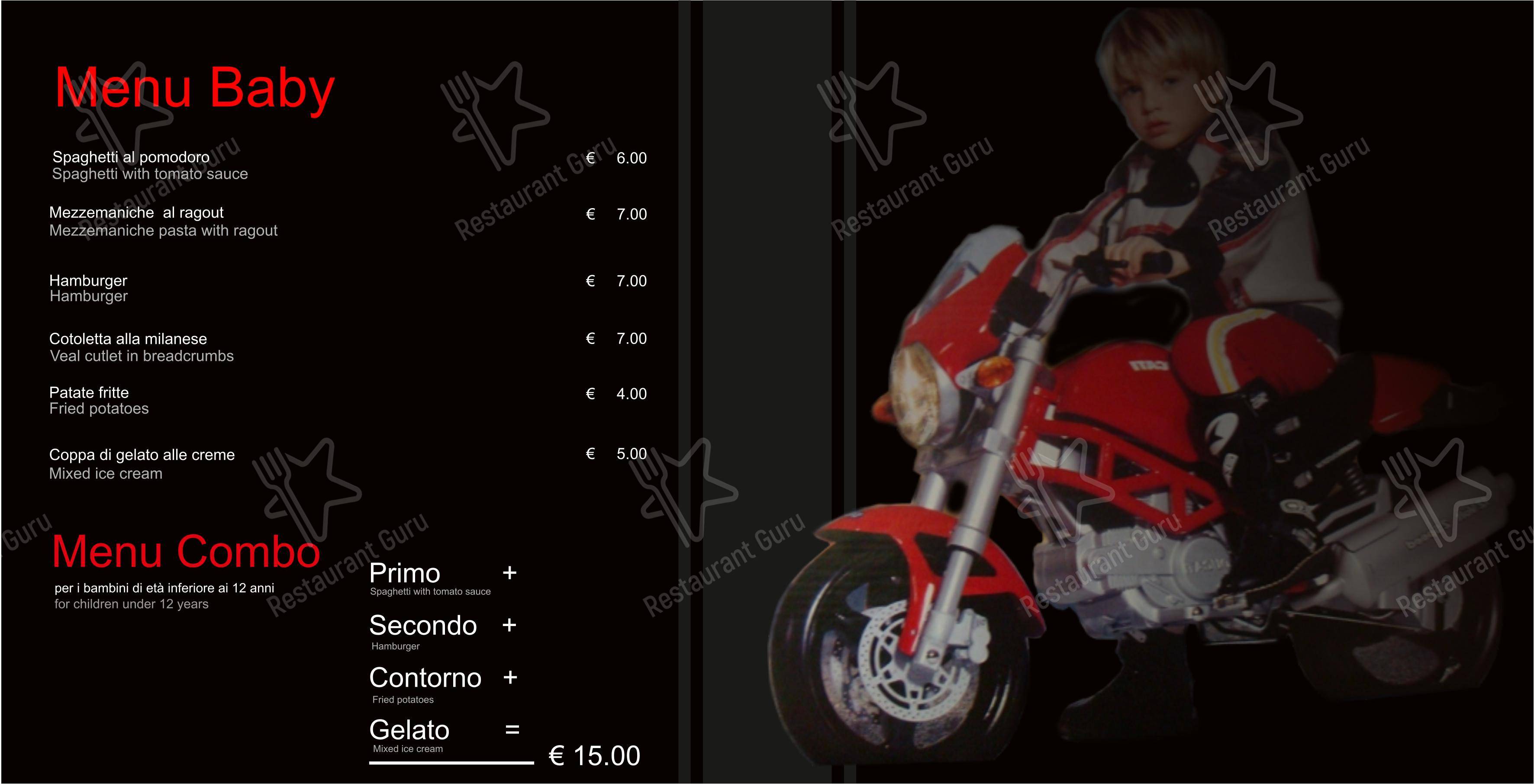 Menu di Ducati Caffè - Menu bar