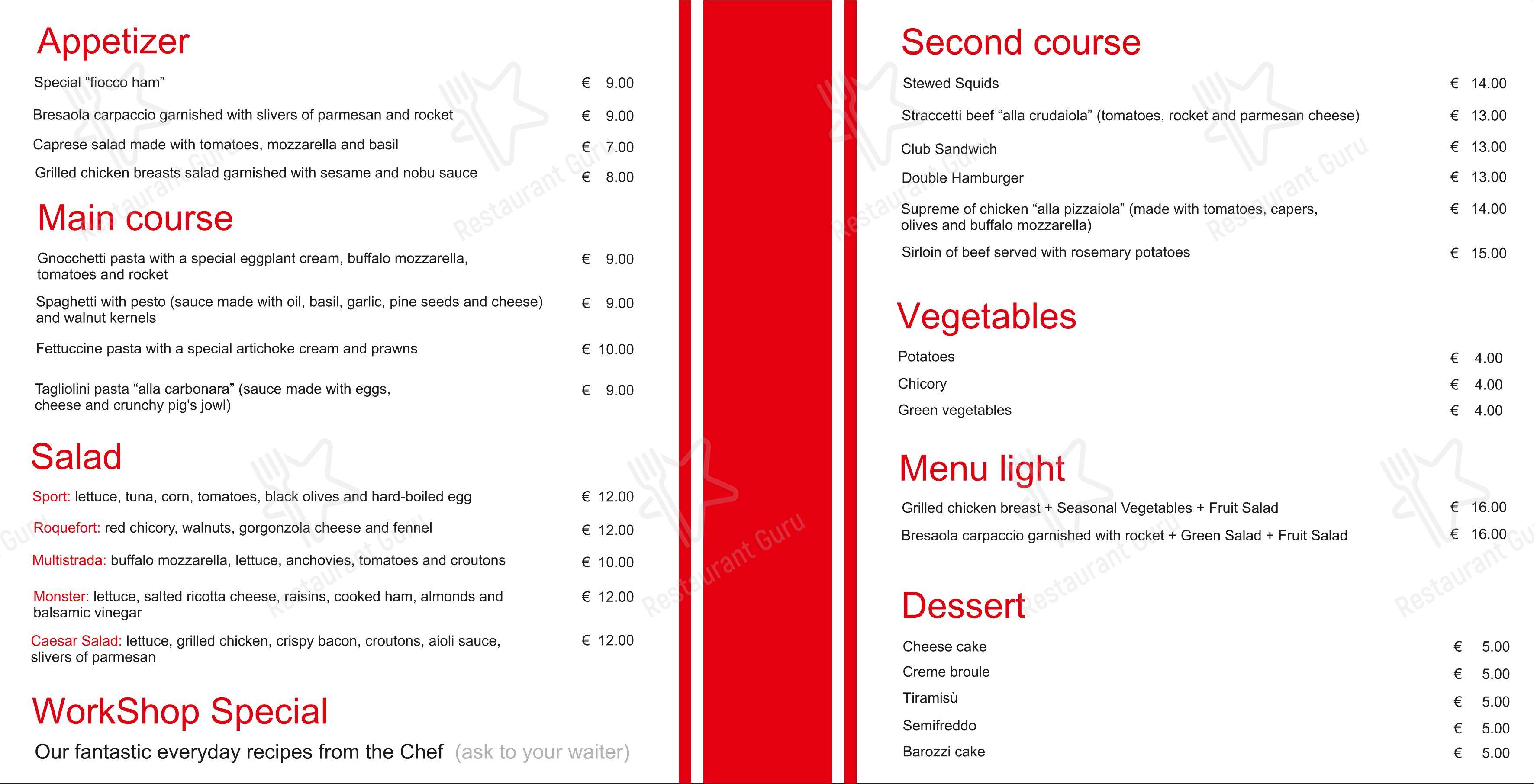 Ducati Caffè in Roma - Menu