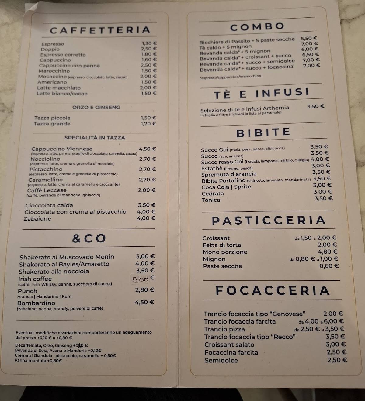 Menu di Dulcis in Fundo 