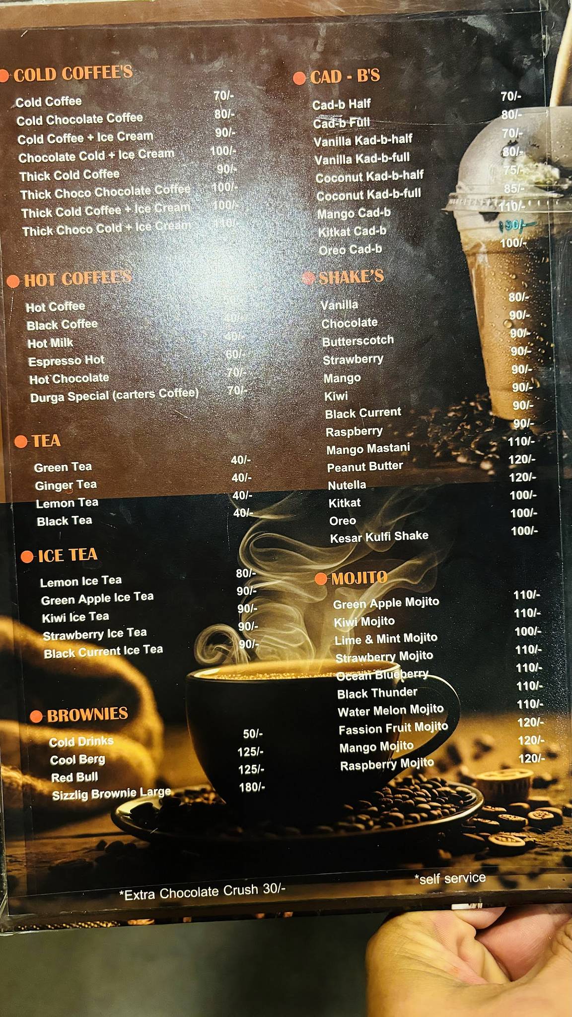 Durga Snacks & Cafe menu