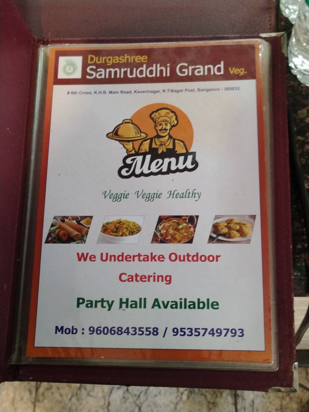 Durgashree Samruddhi Grand menu