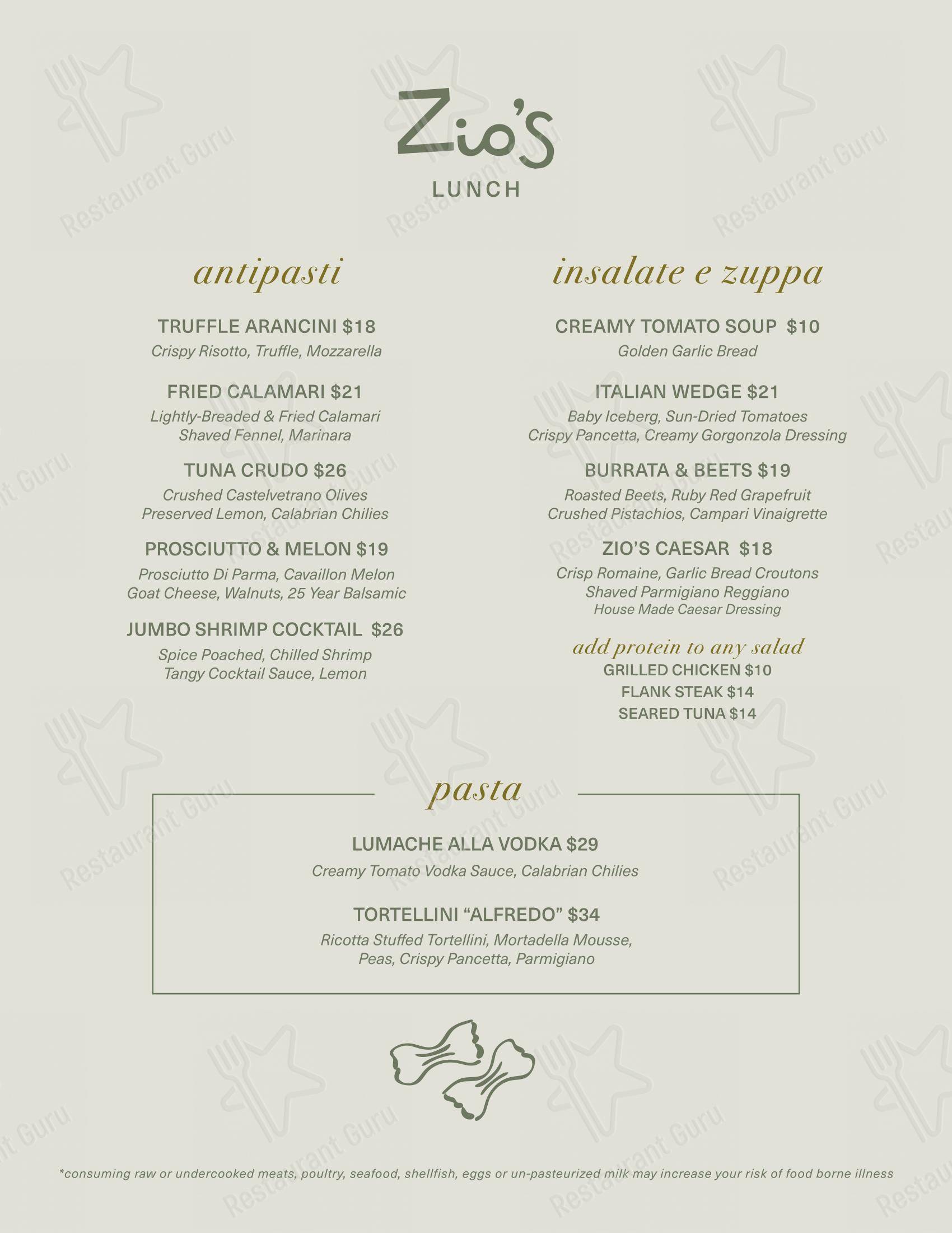 Menu at ENVY The Steakhouse, Las Vegas, Paradise Rd