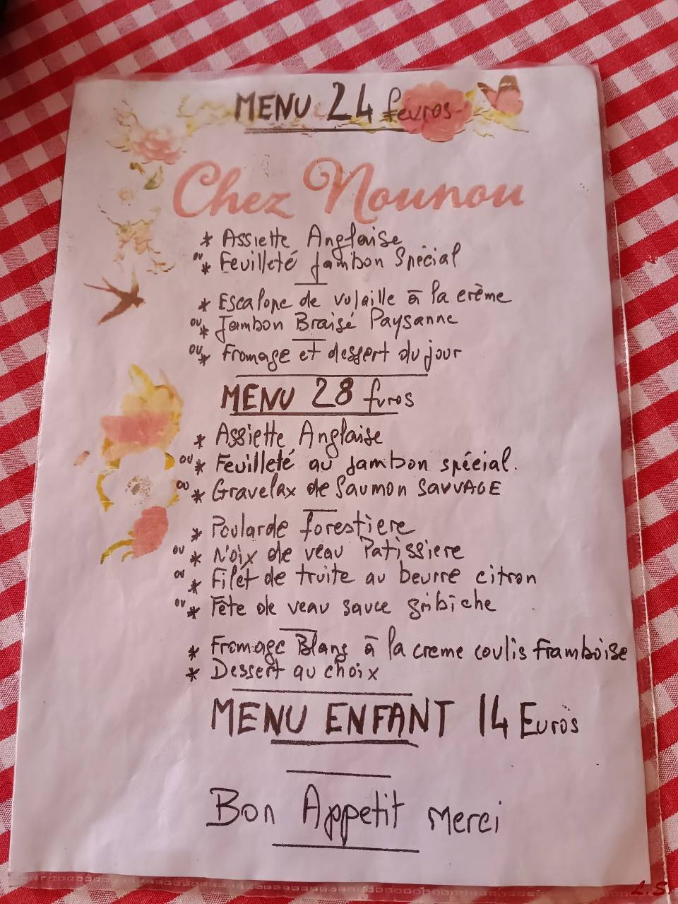 Menu de ESAT L'Envolée