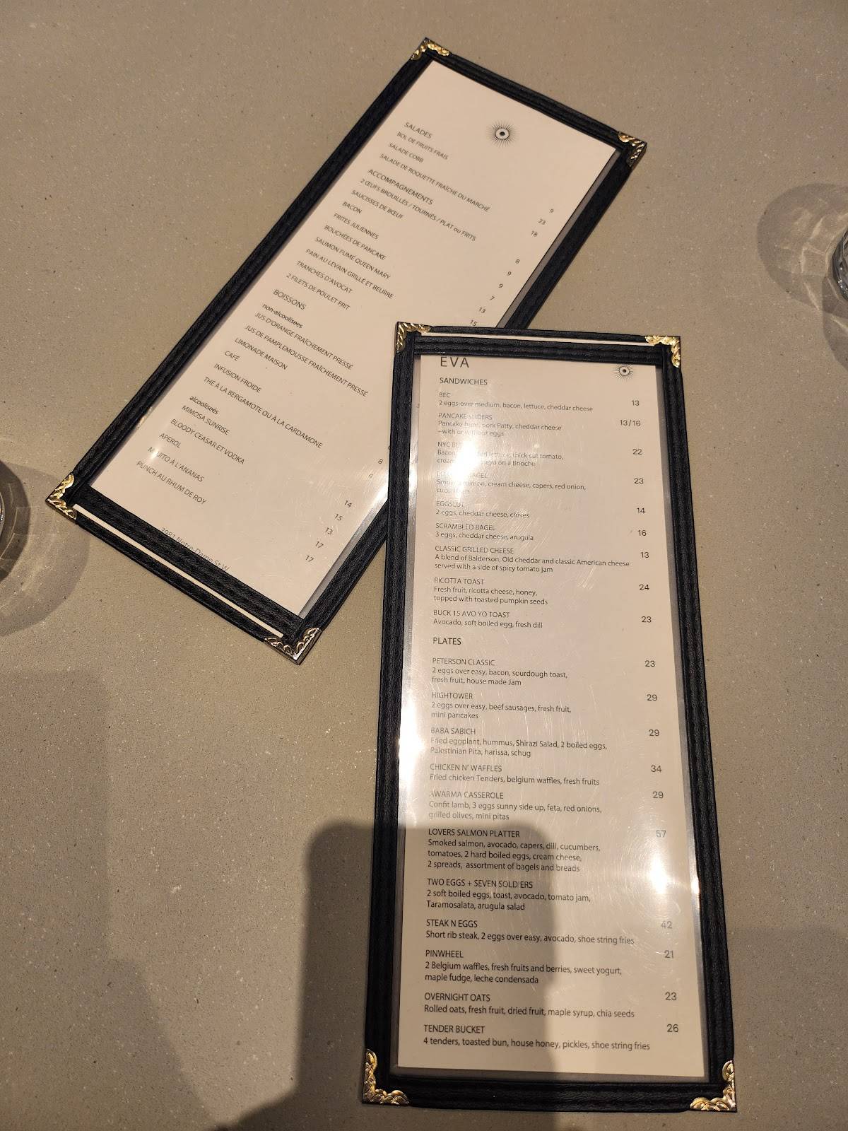 Menu de EVA's - Saint-Henri