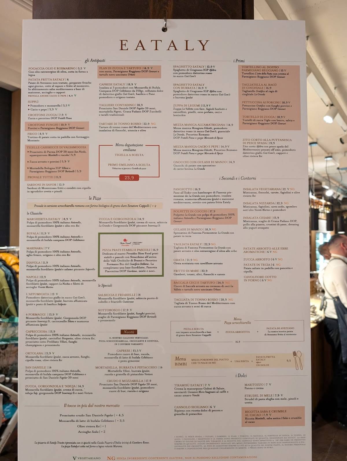 Menu di Eataly Trieste 