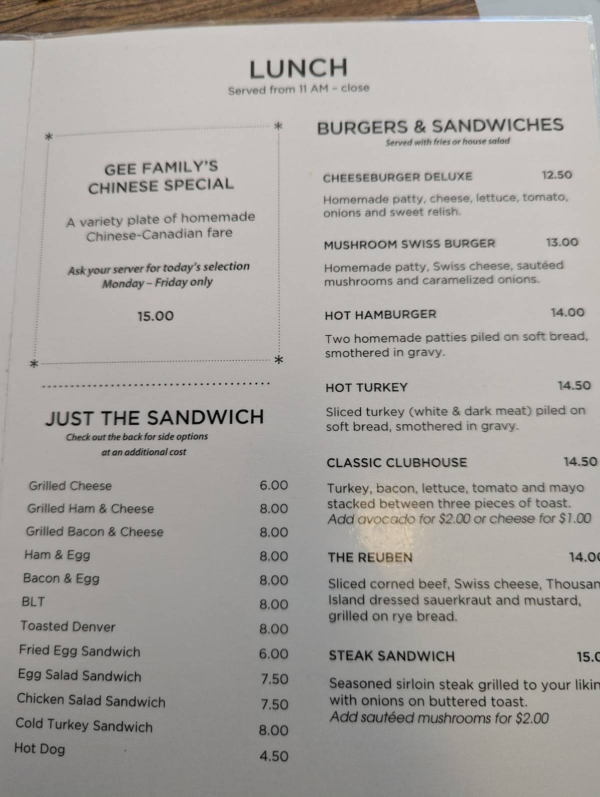 Menu de Commodore Restaurant