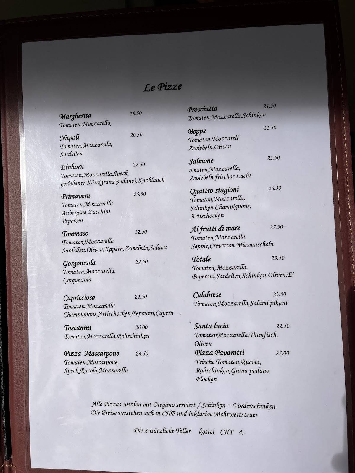 Menu di Einhorn 