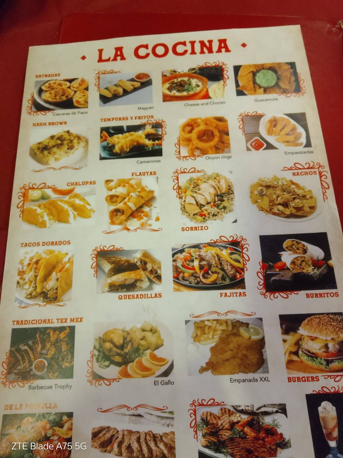 Menu di El Centenario 