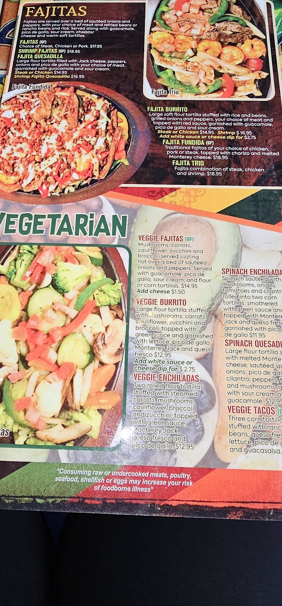 Menu at El Patron Family Mexican restaurant, Waterloo