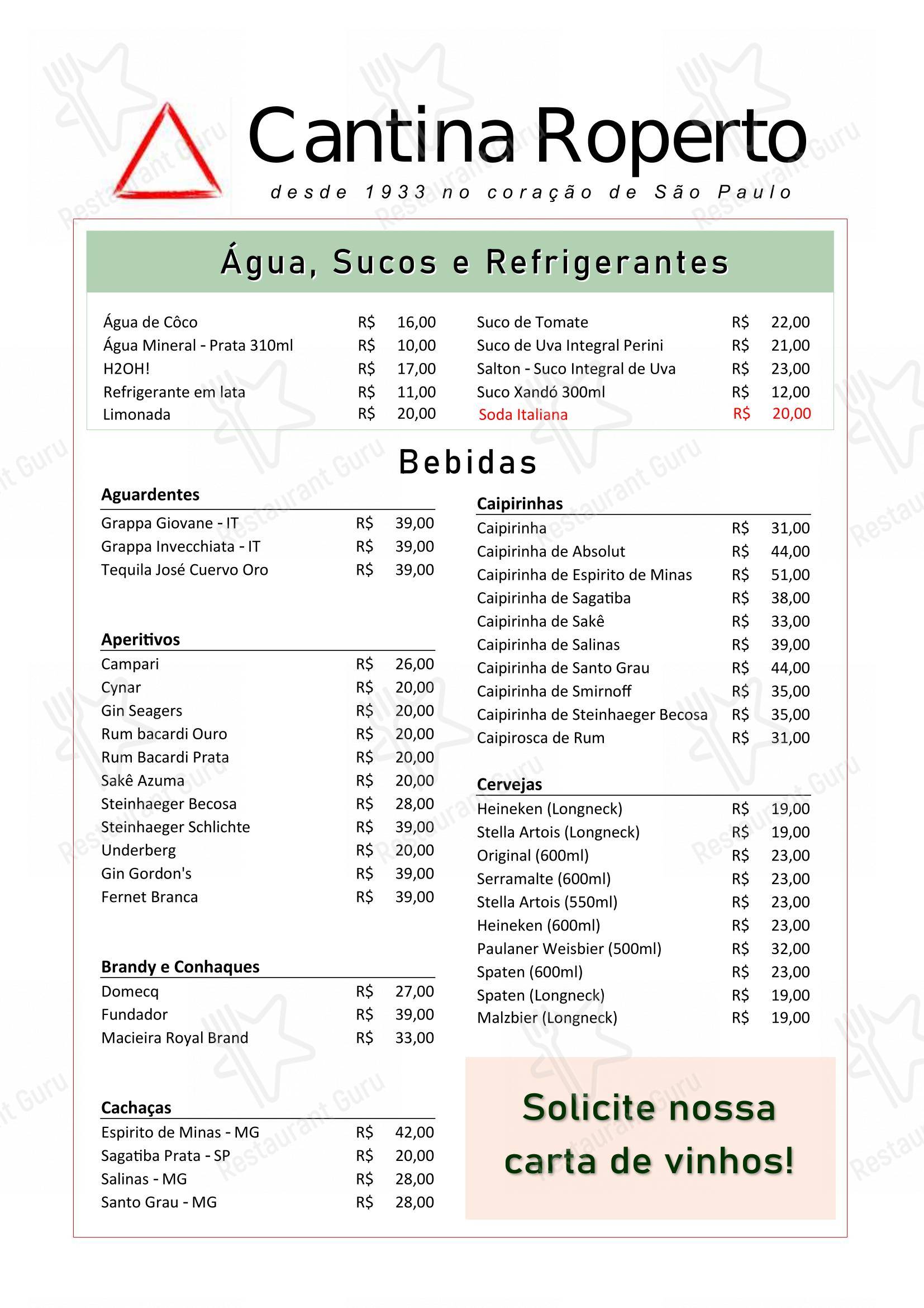 Menu para Empório Cantina Roperto restaurante