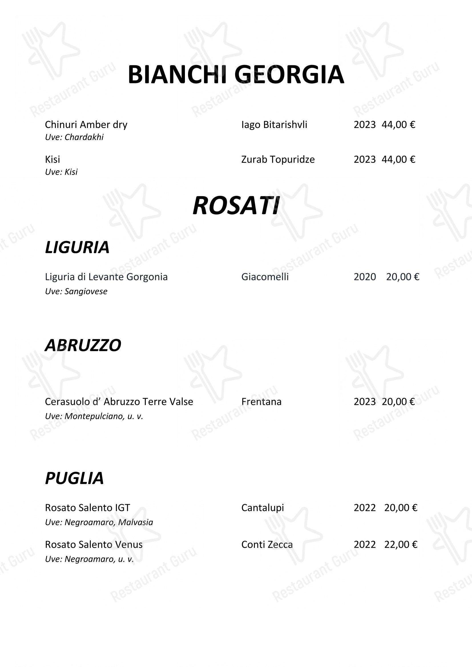 Menu bar per Enoteca Frisson pub & bar