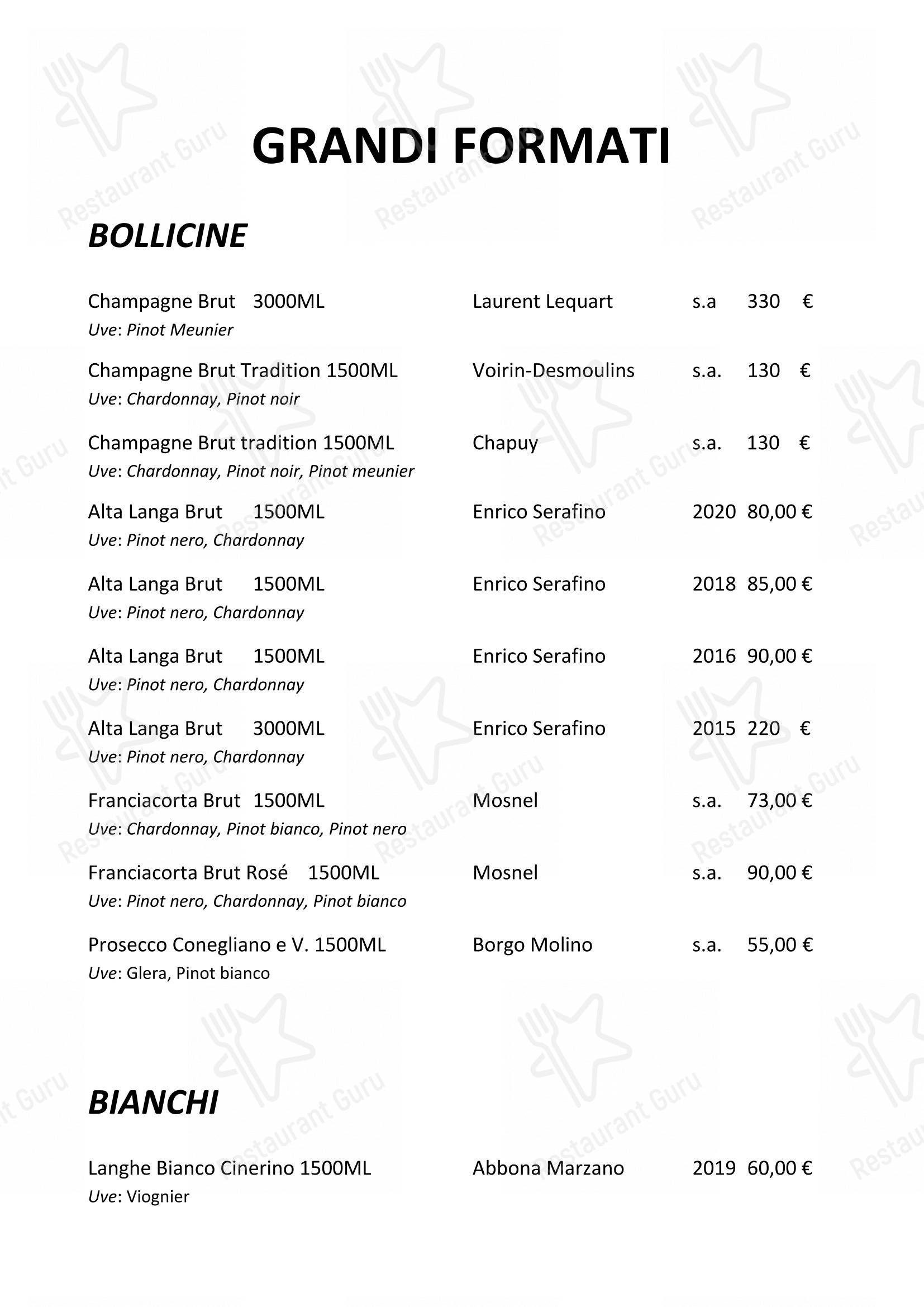 Menu di Enoteca Frisson - Menu bar