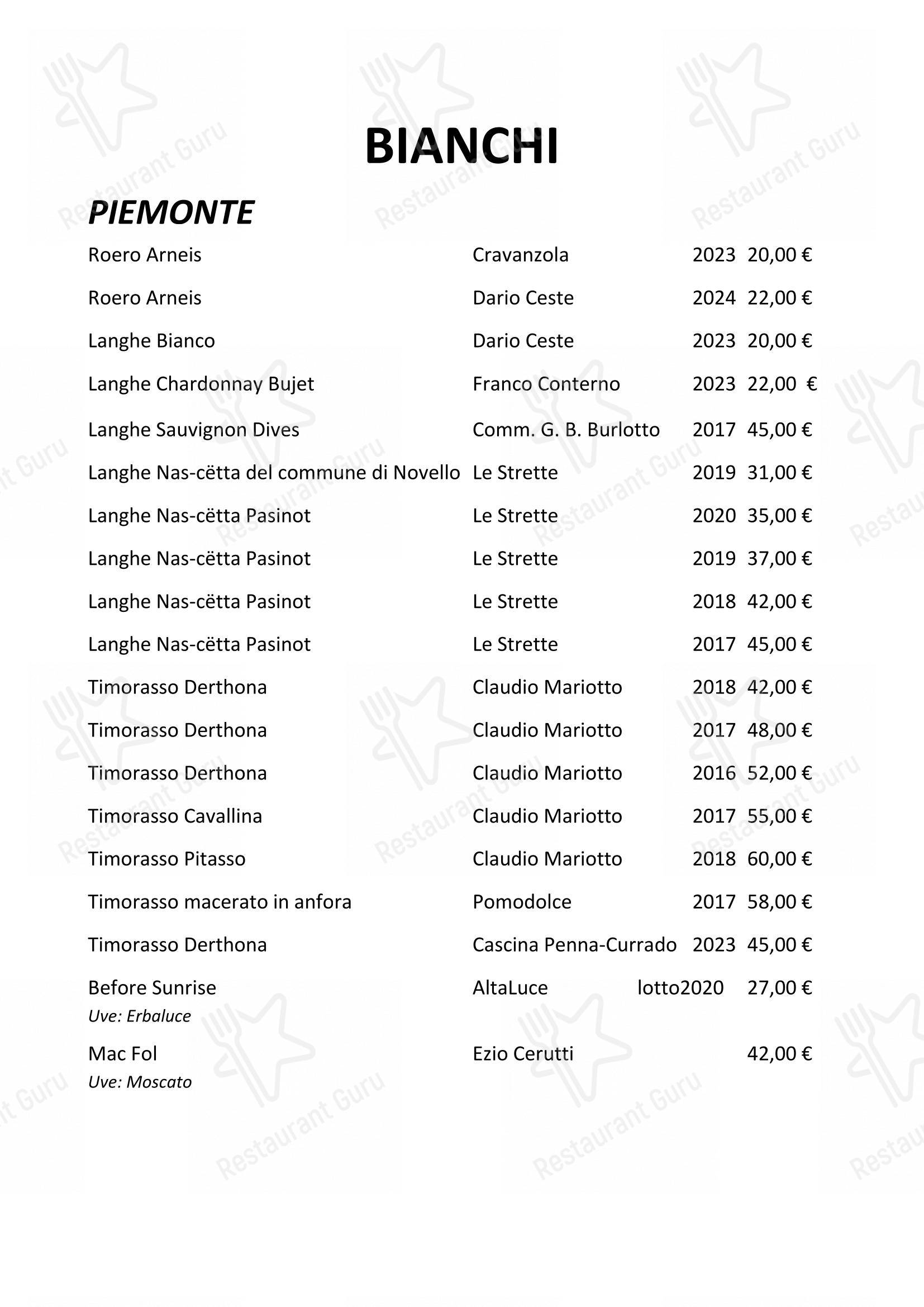 Menu bar per Enoteca Frisson in Vernante