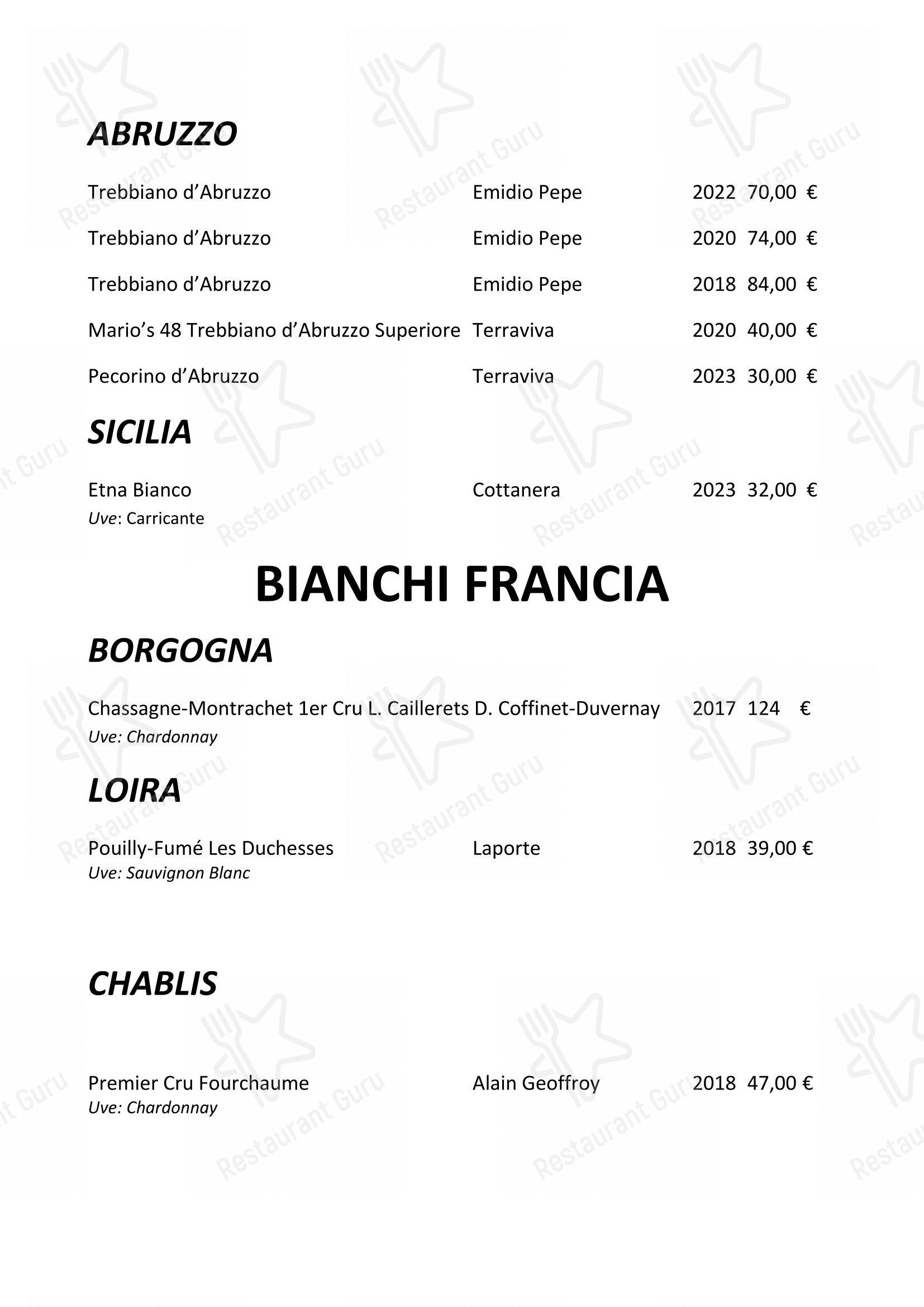 Menu bar per Enoteca Frisson pub & bar