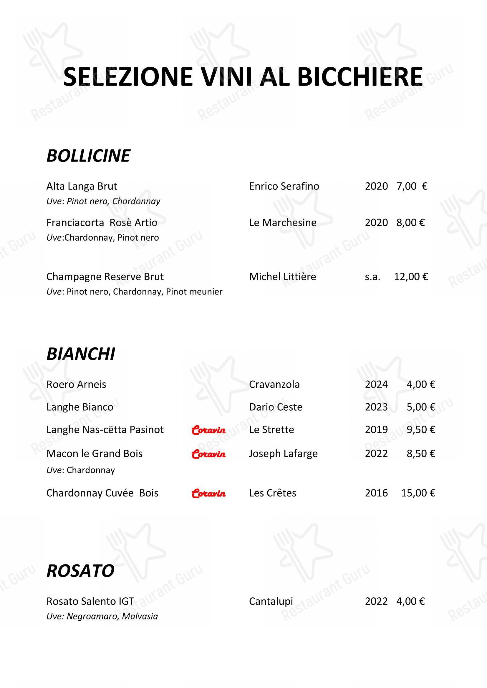 Menu bar per Enoteca Frisson in Vernante
