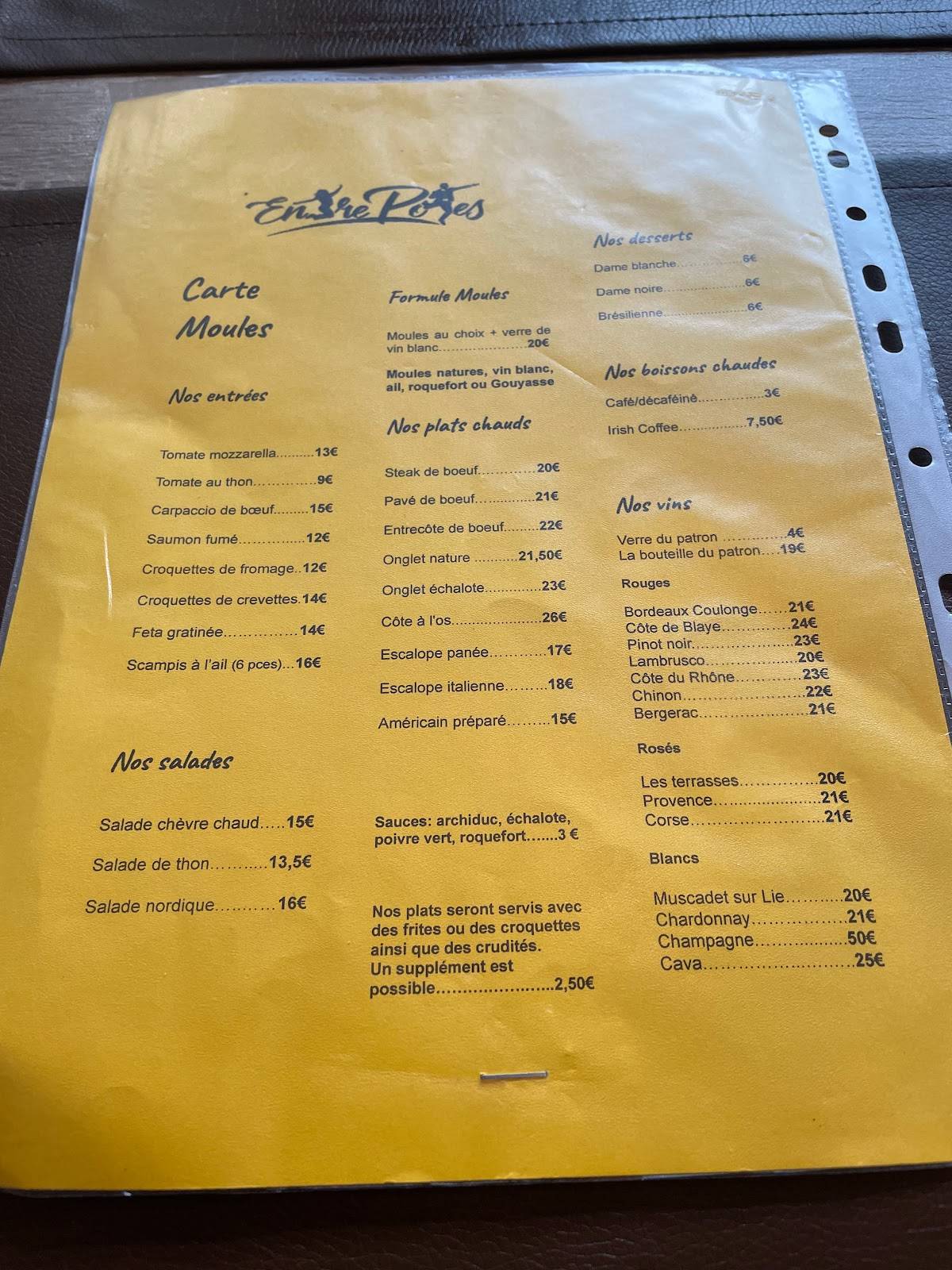 Menu de Entre Potes