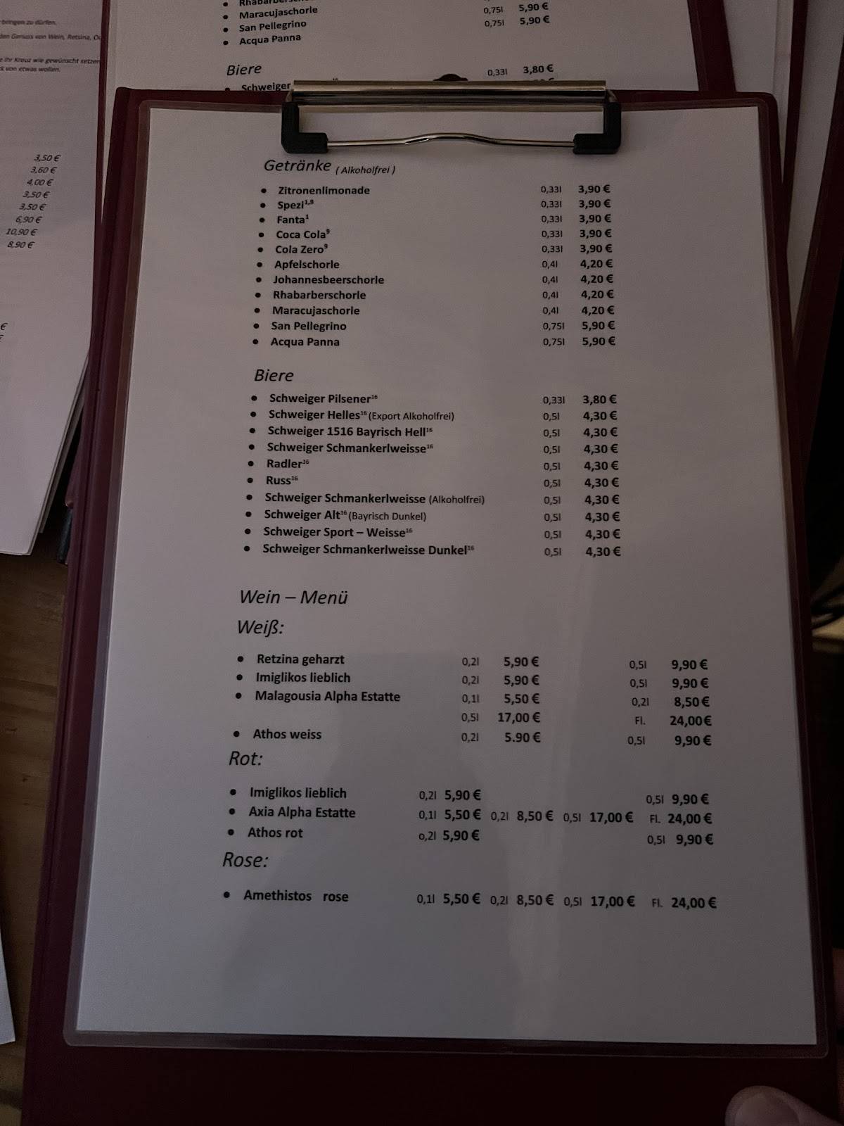 Menu de ZOI