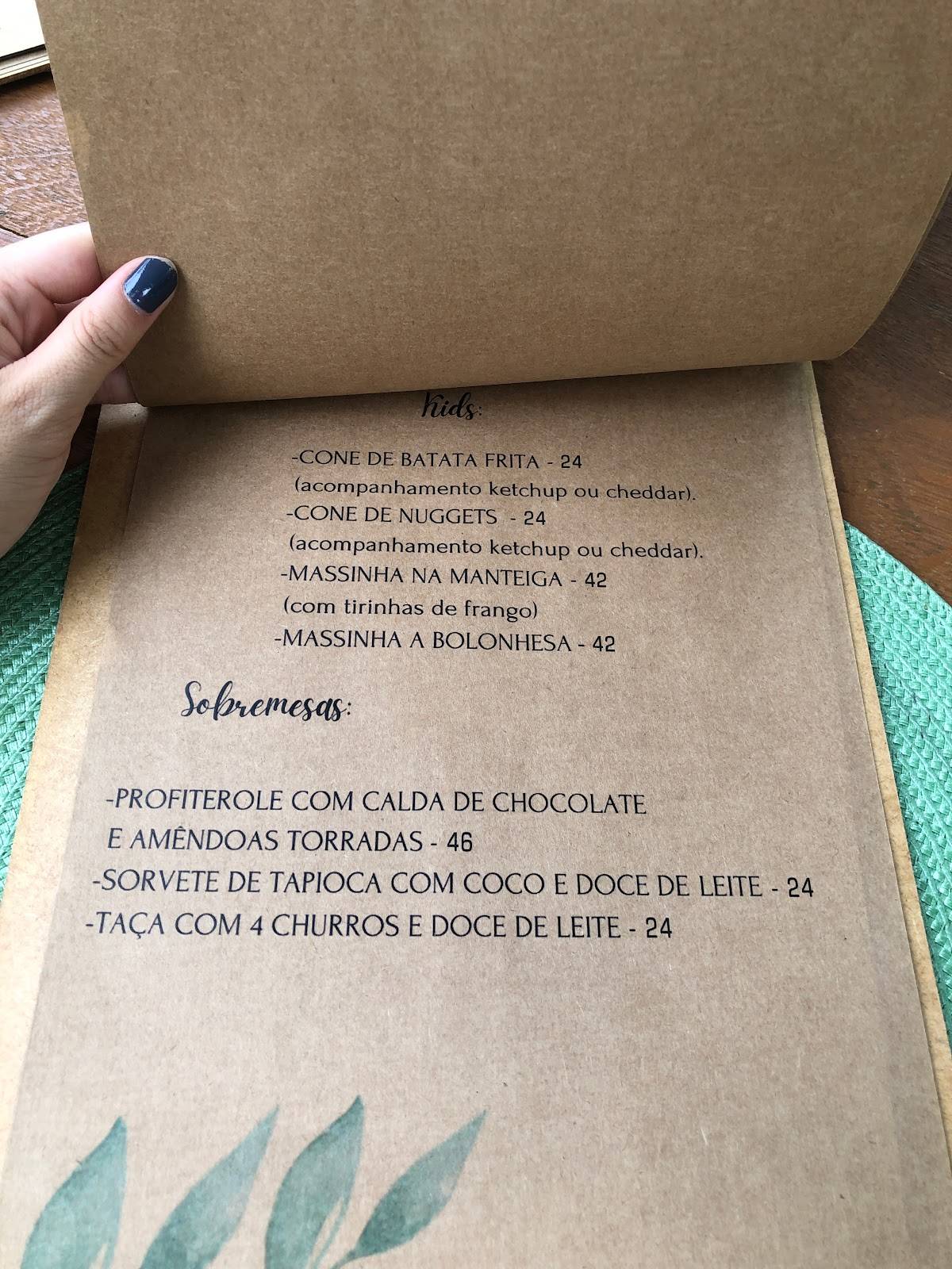 Espaço Ser cardápio