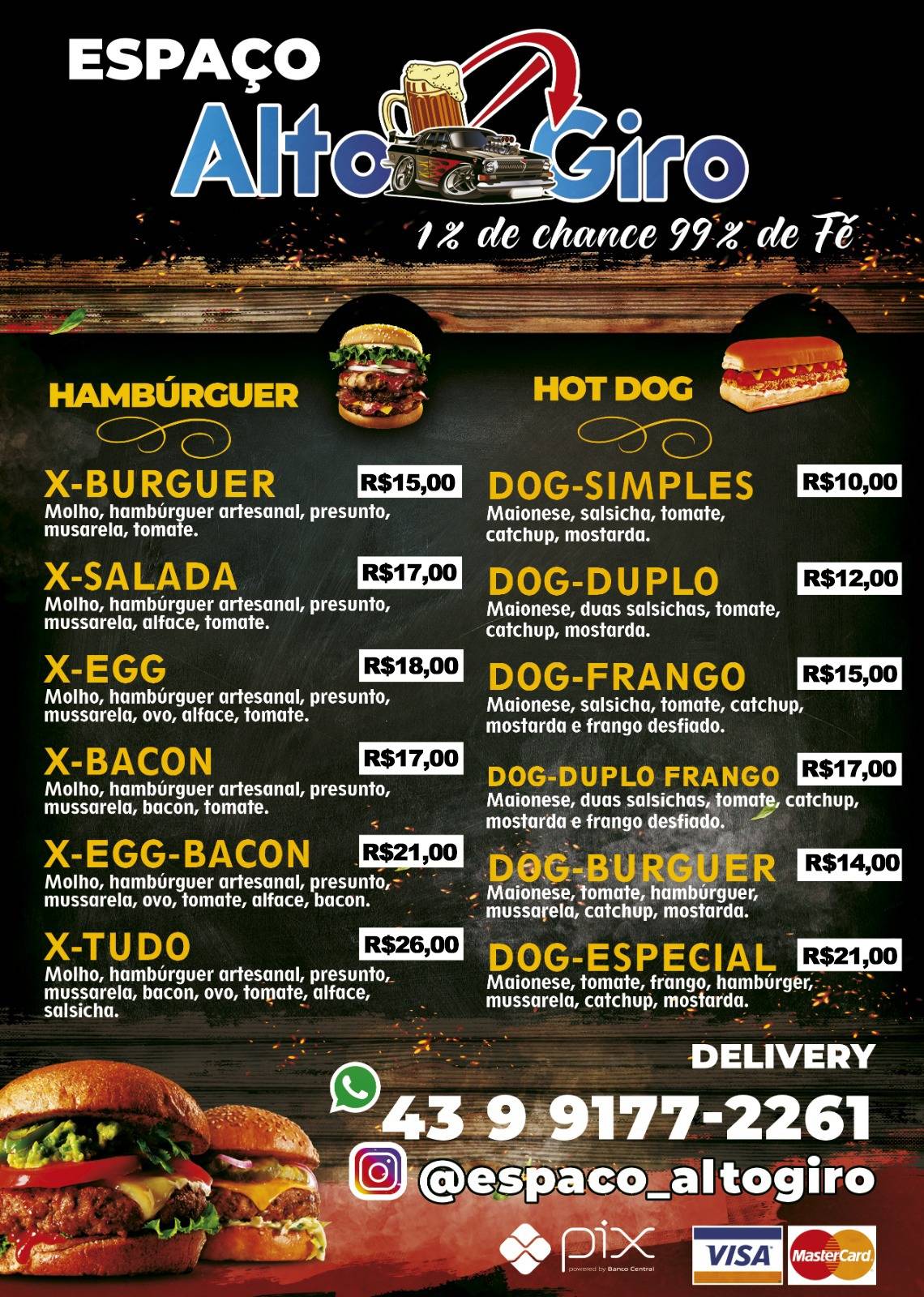 Espaço Alto Giro Lounge Sinuca cardápio