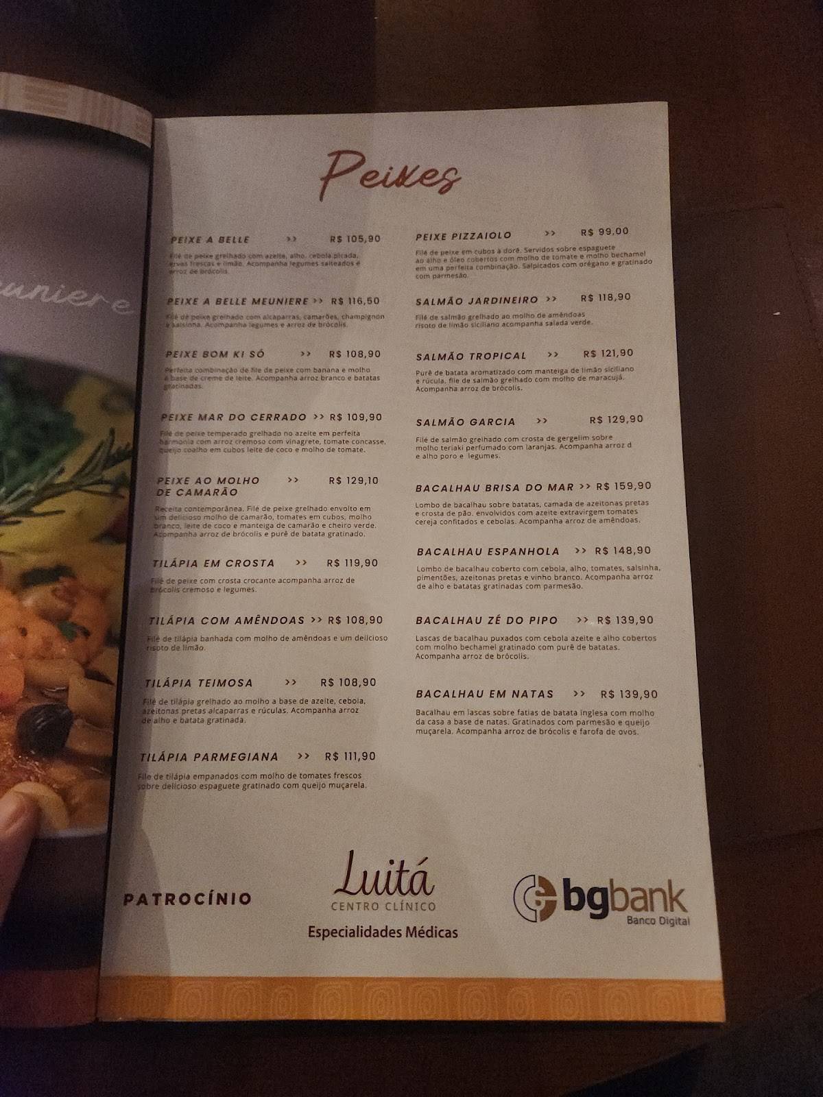 Espaço Gourmet Frutos do mar cardápio