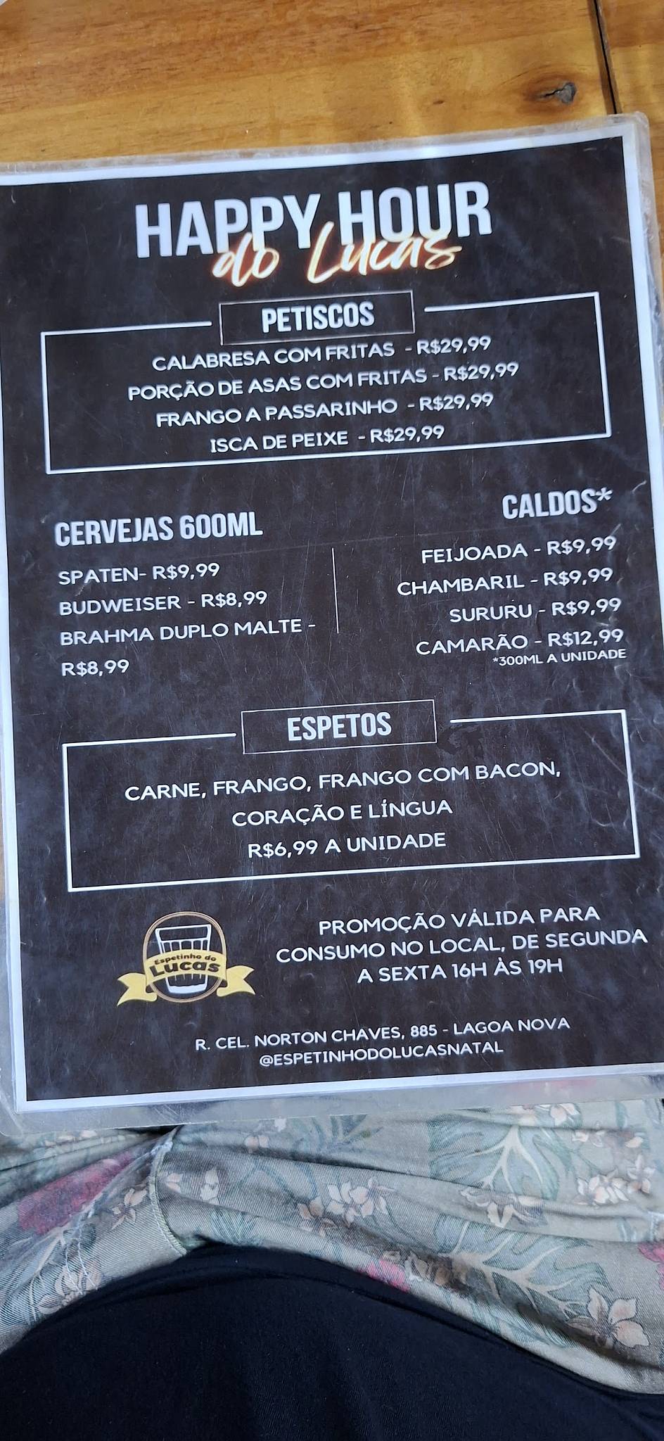 Espetinho do Lucas cardápio