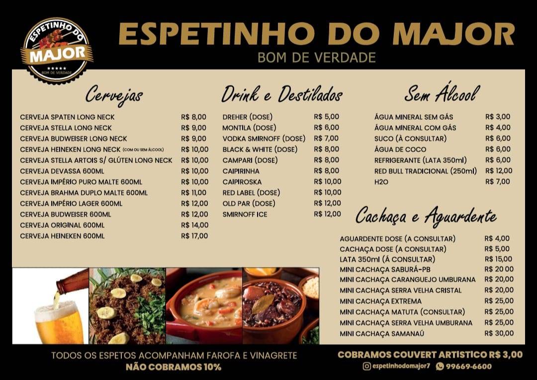 Espetinho do Major cardápio