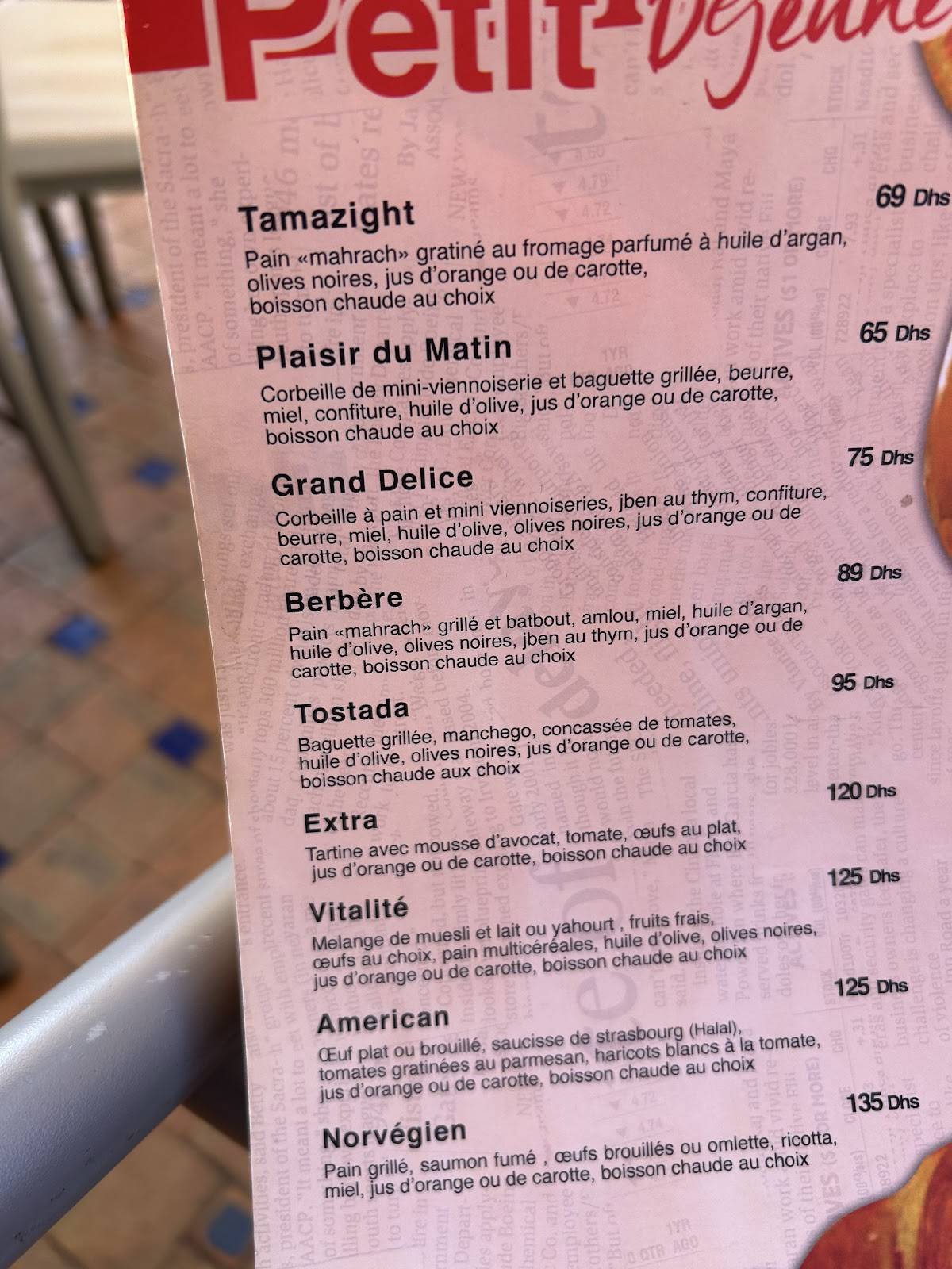 Menu de Extrablatt Marrakech