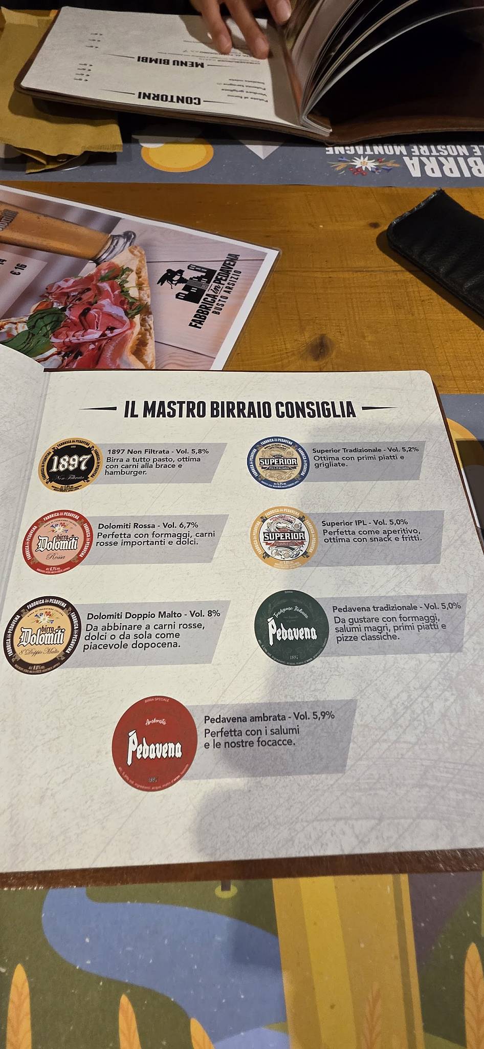 Menu di Ristorante Fabbrica di Pedavena Busto Arsizio 