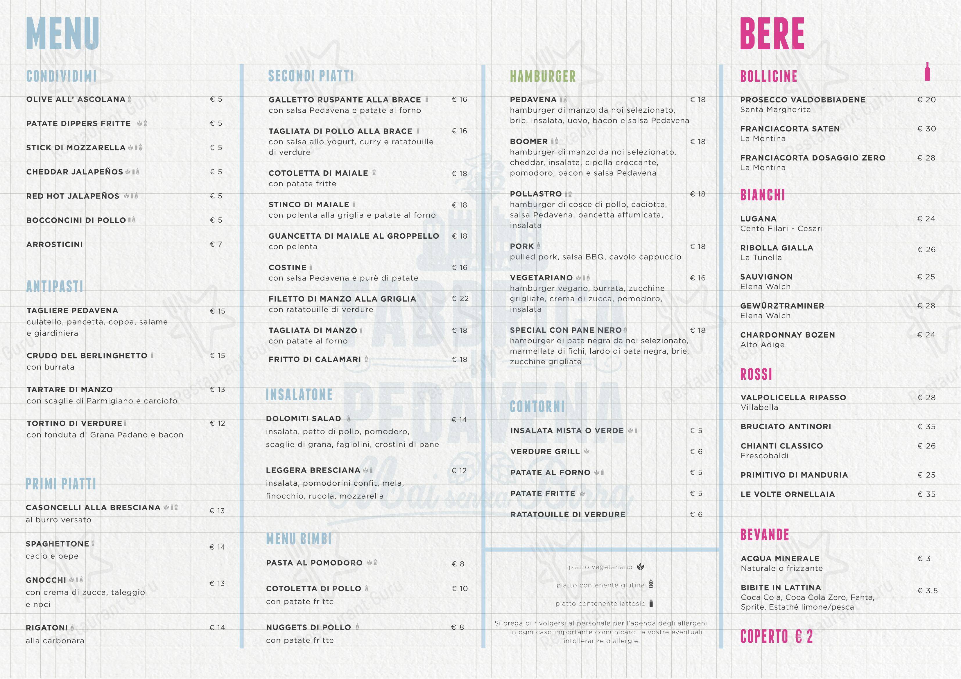 Menu per Fabbrica In Pedavena in Brescia
