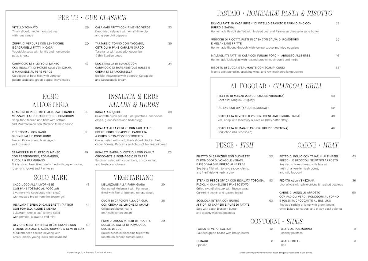 Menu de Fabios