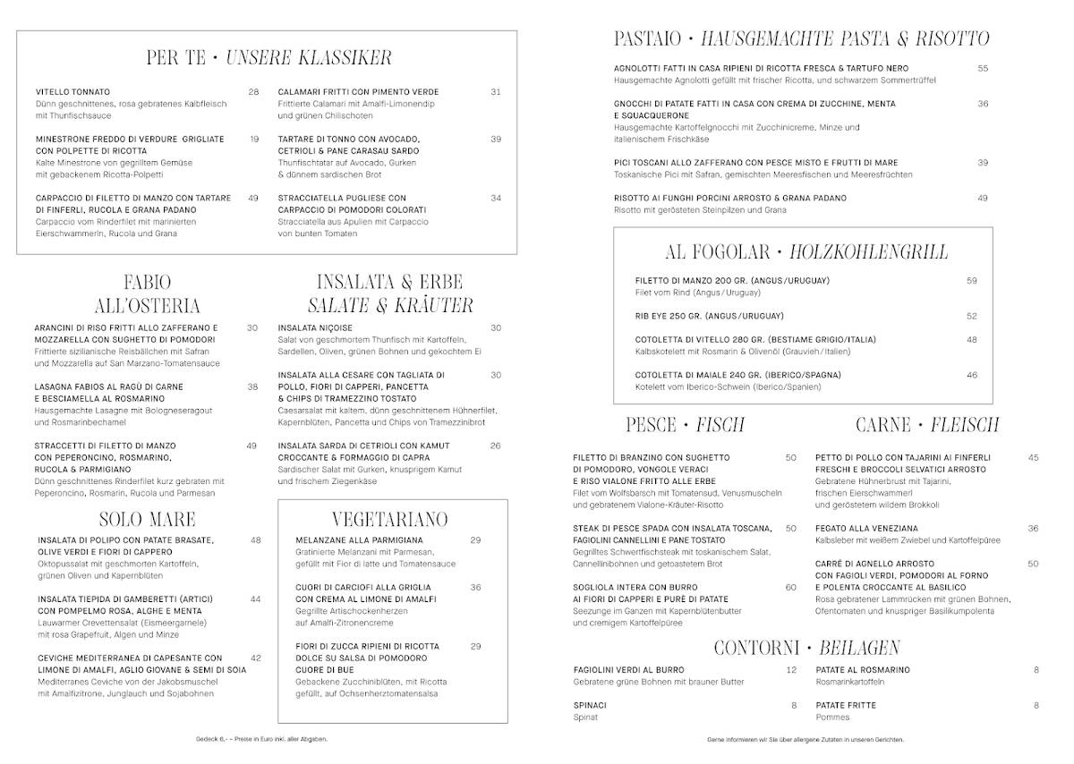 Menu de Fabios