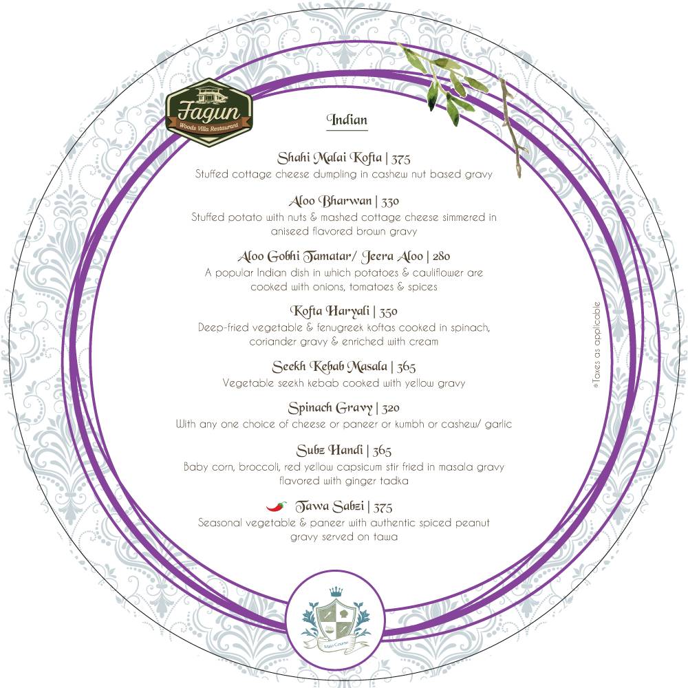 Fagun Restaurant menu