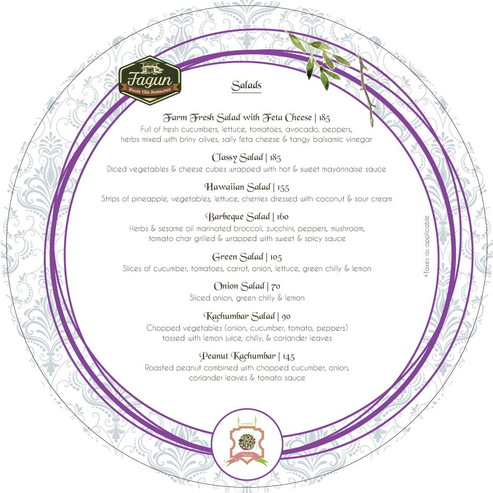 Fagun Restaurant menu
