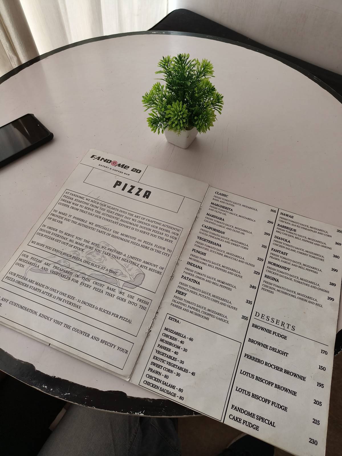 Fandome 2D Eatery & Coffee Bar menu
