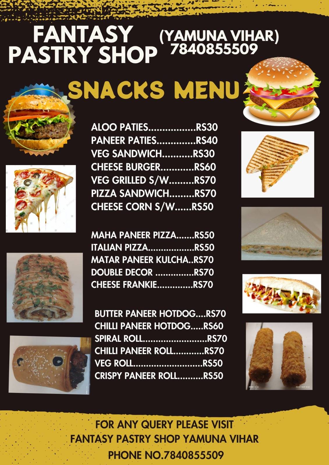 Fantasy Pastry Shop menu