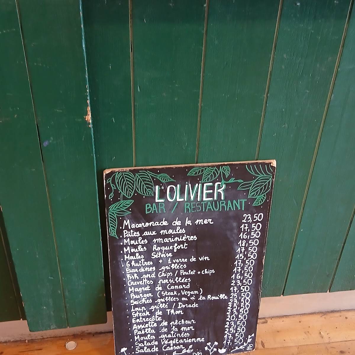 Menu de L'OLIVIER Bar Restaurant