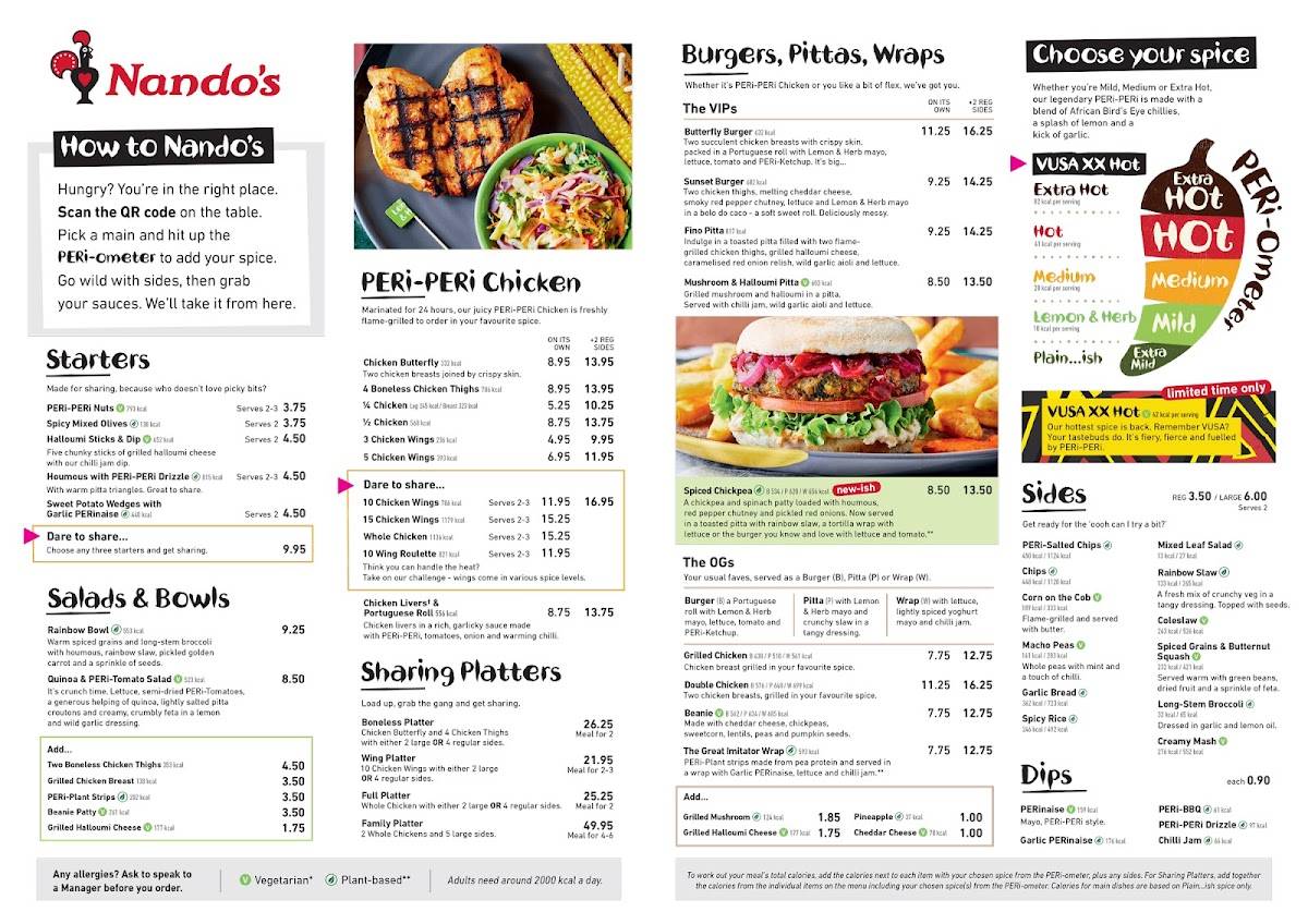 Menu at Nando's Guildford fast food, Guildford