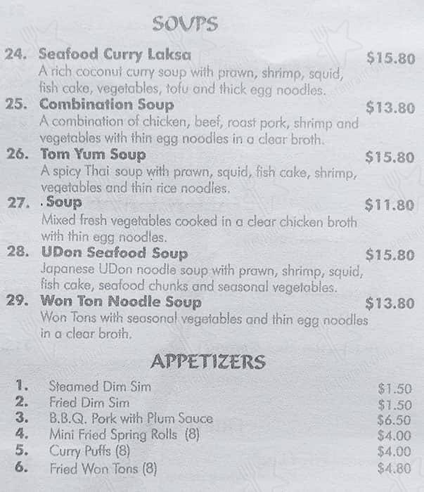 Menu at Noodle Hub fast food, Langwarrin