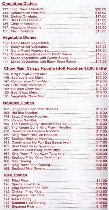 Menu at Secret Harbour Chinese Restaurant, Secret Harbour